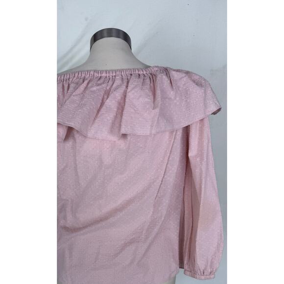MICHAEL Michael Kors XS Peach Pink Hobnail Off Shoulder 3/4 Sleeve Shirt - Picture 9 of 10